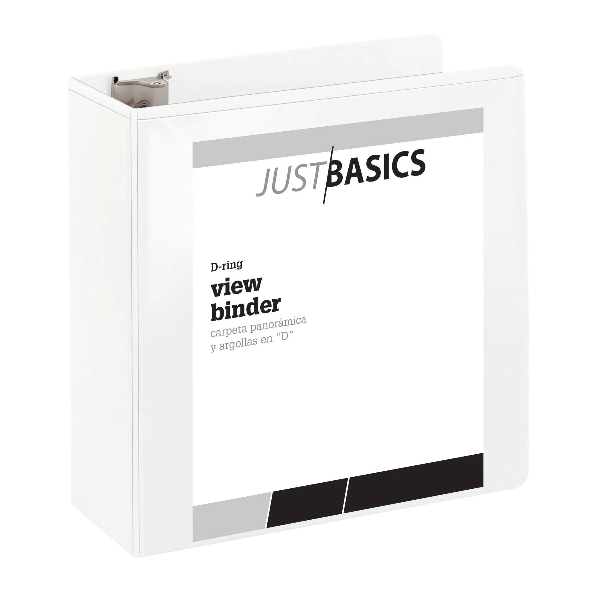 Just Basics Basic View 3-Ring Binder, 4" D-Rings, White