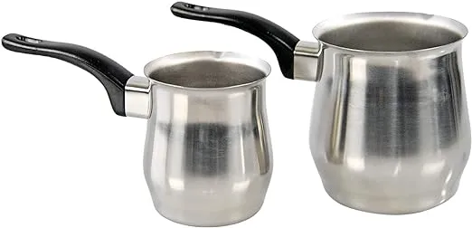 Home-X Stainless-Steel Melting Pots-Set of 2, Mini Saucepans with Pouring Spout ...