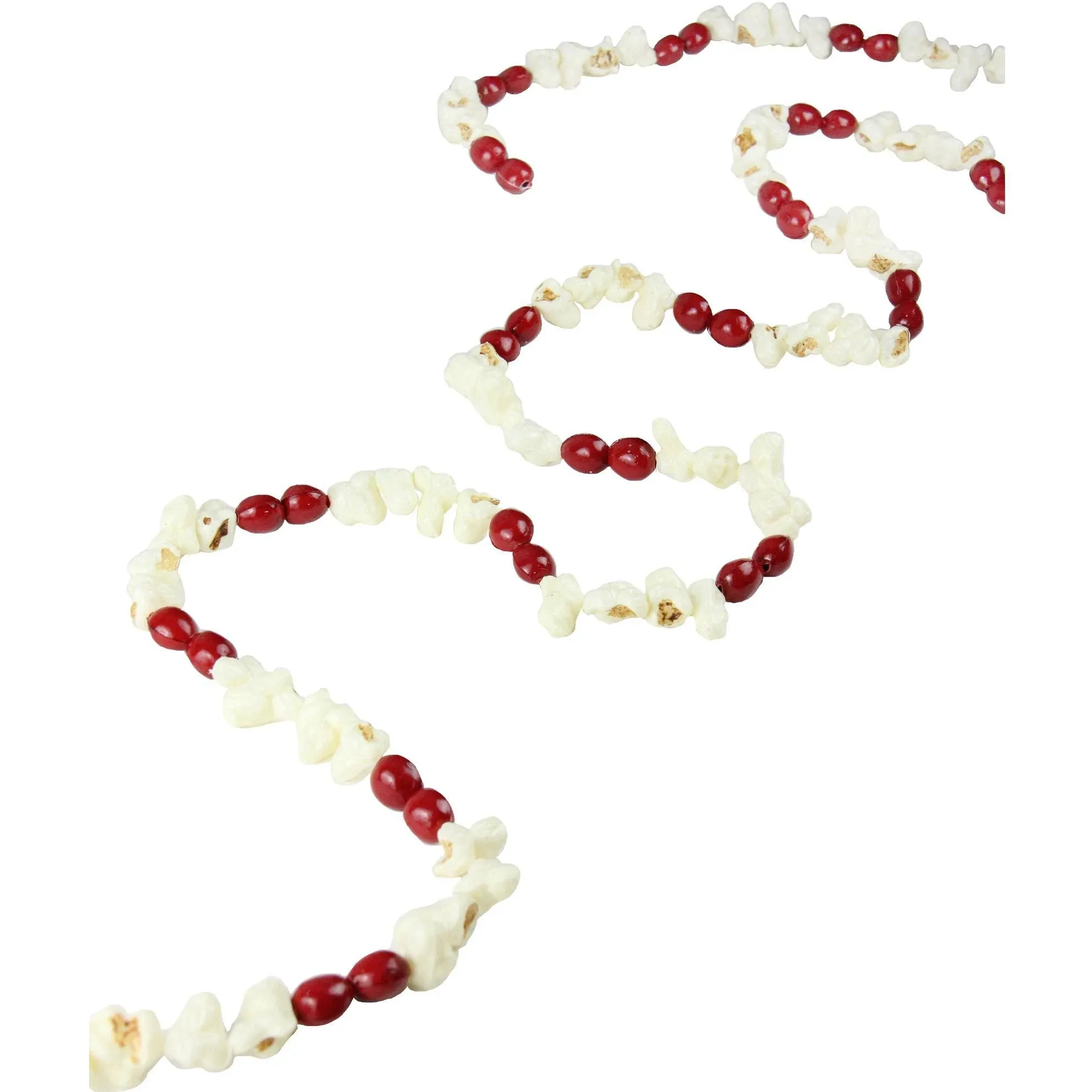 6.5' Artificial Popcorn and Red Cranberry Christmas Garland - Unlit