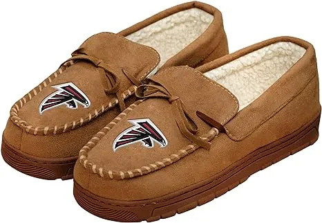 FOCO NFL Mens Beige Team Logo Moccasin Slippers Shoe