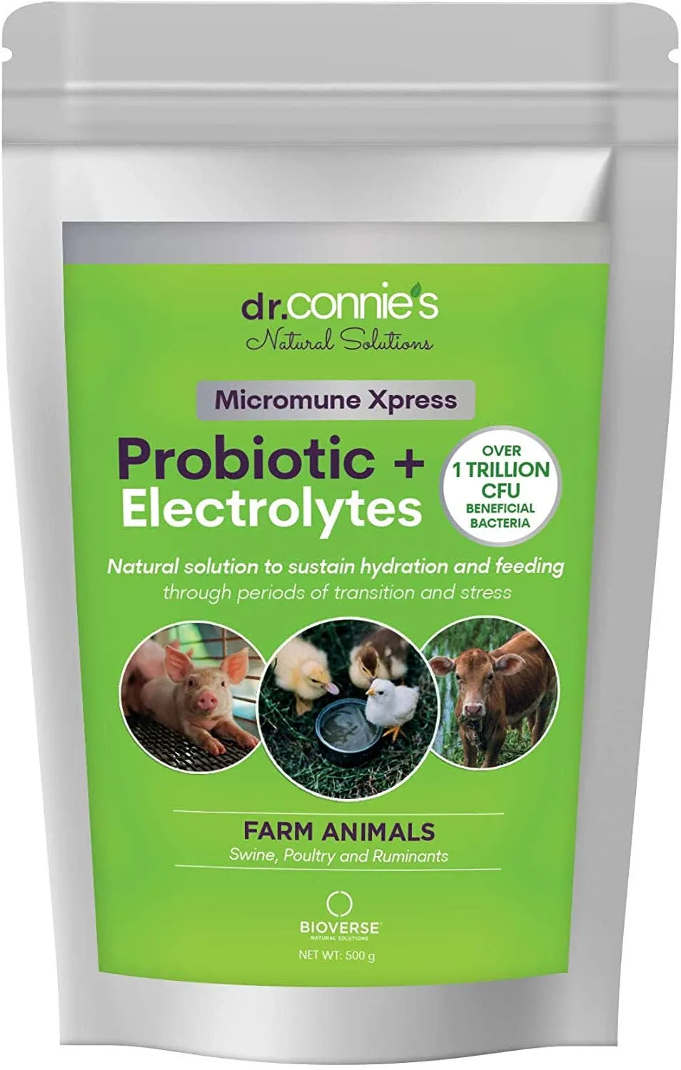 Bioverse Dr Connies Micromune Xpress - Probiotic + Electrolytes for Farm Animals Gut Health, Veterinarian Formulated