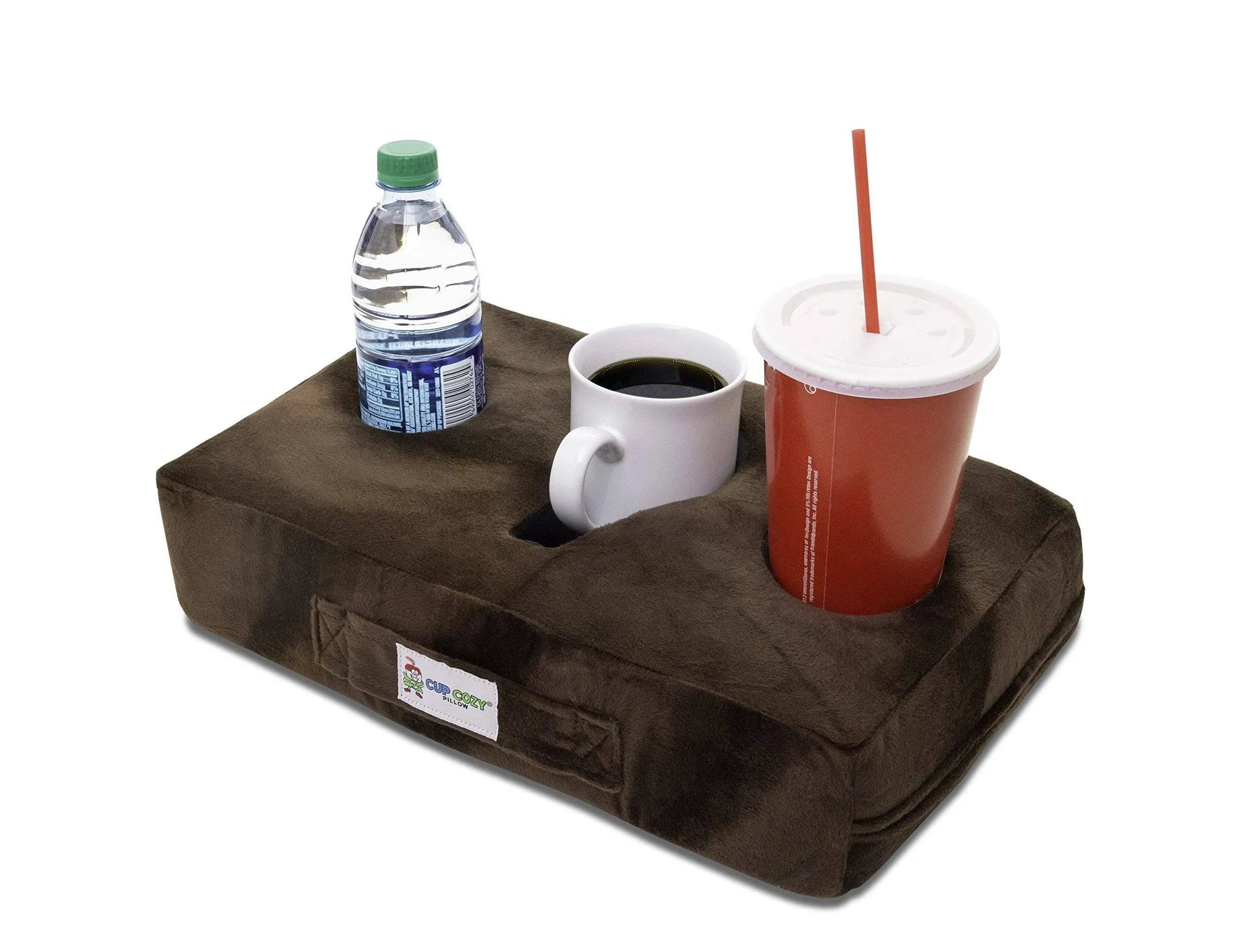 The Original Cup Cozy Pillow Gray-As Seen on TV-The World's Best Couch/Bed/Car Cup Holder for Drinks/Snacks/Remotes! (Brown)