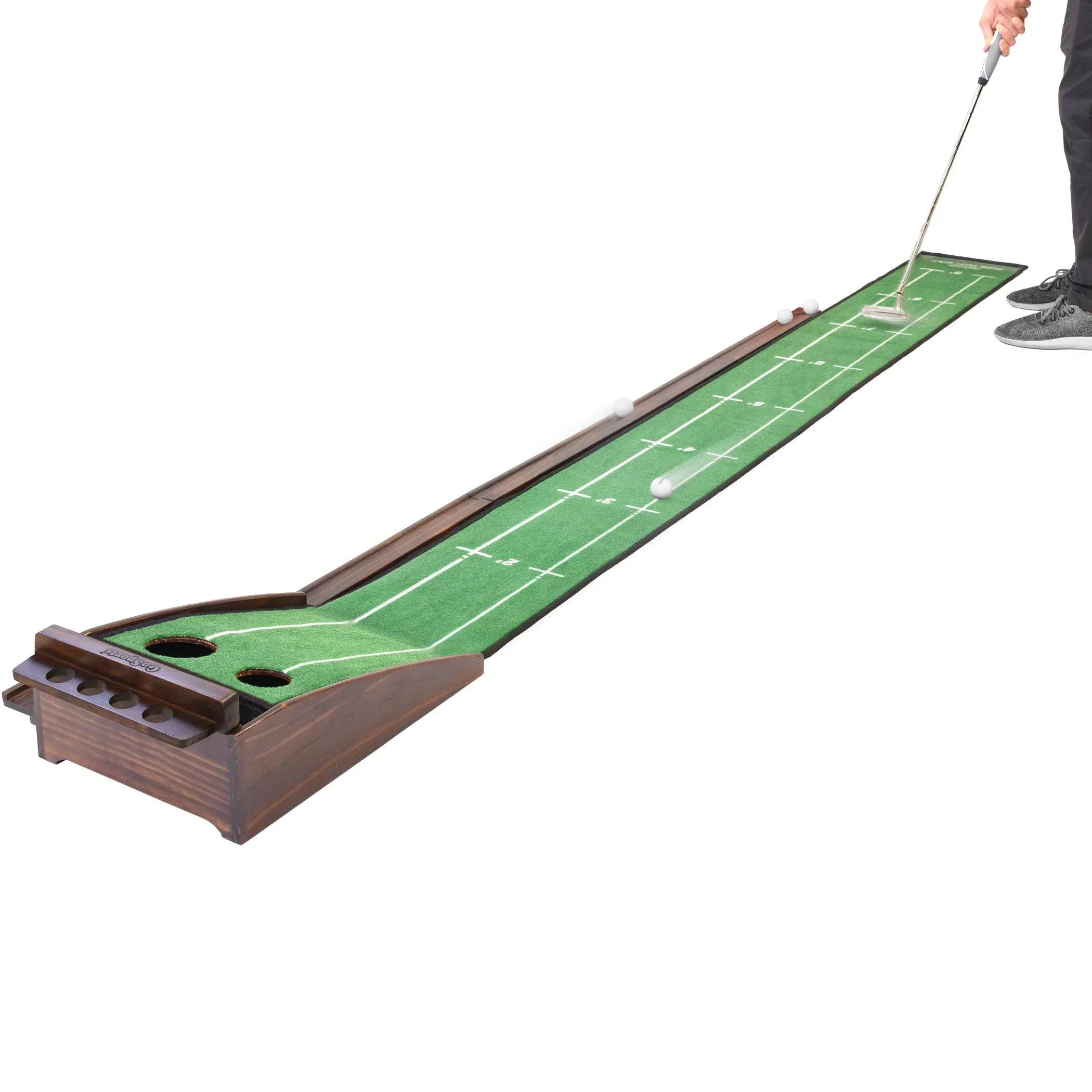 GoSports Pure Putt Golf 9 ft Putting Green Ramp Premium Wood Training Aid