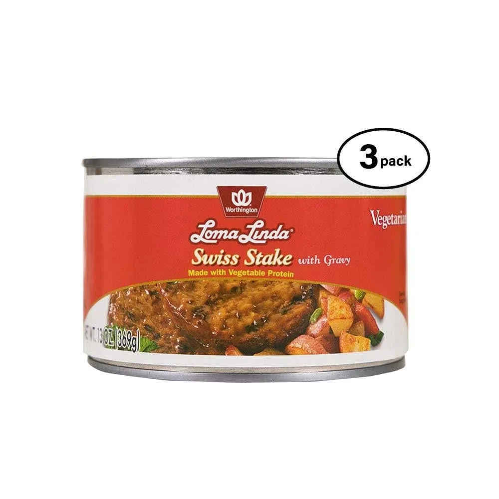 Loma Linda - Plant Based Meats Swiss Stake with Gravy, 13 oz., 3 Pack