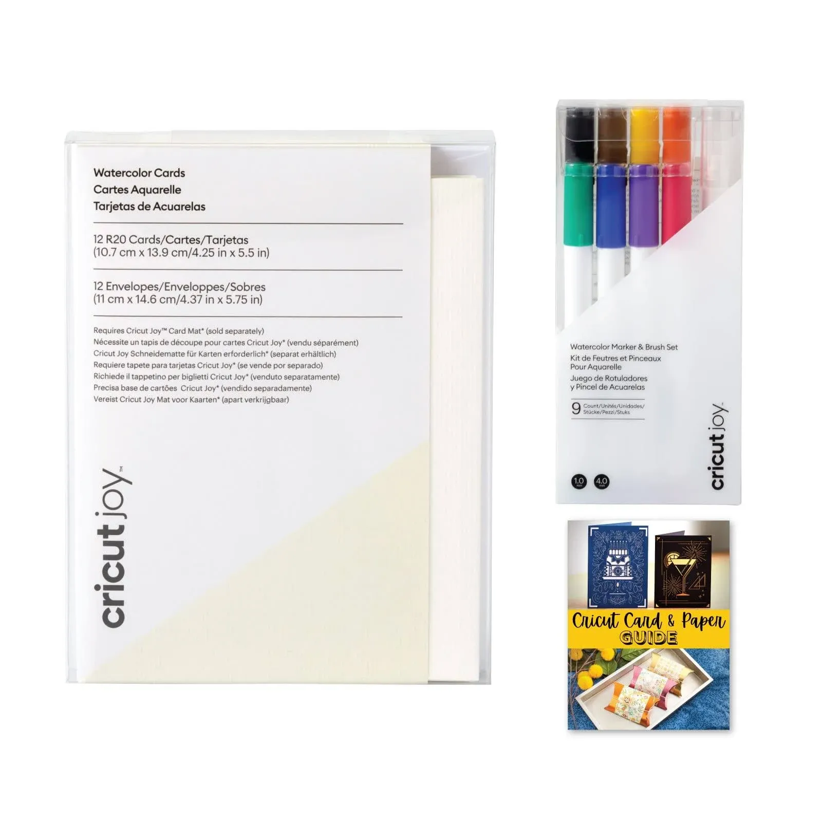 Cricut R20 Watercolor Cards (12 ct) with Joy Watercolor Markers Bundle for DIY Invitations