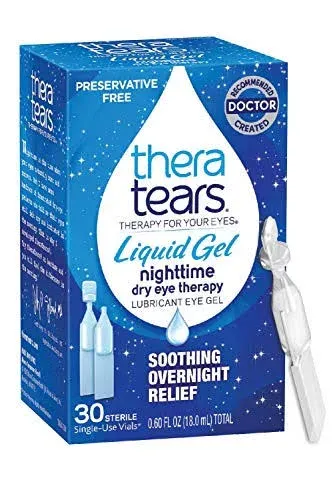 TheraTears Liquid Gel Nighttime Eye Drops for Dry Eyes, 30 Vials, 30 Count (Pack of 2)