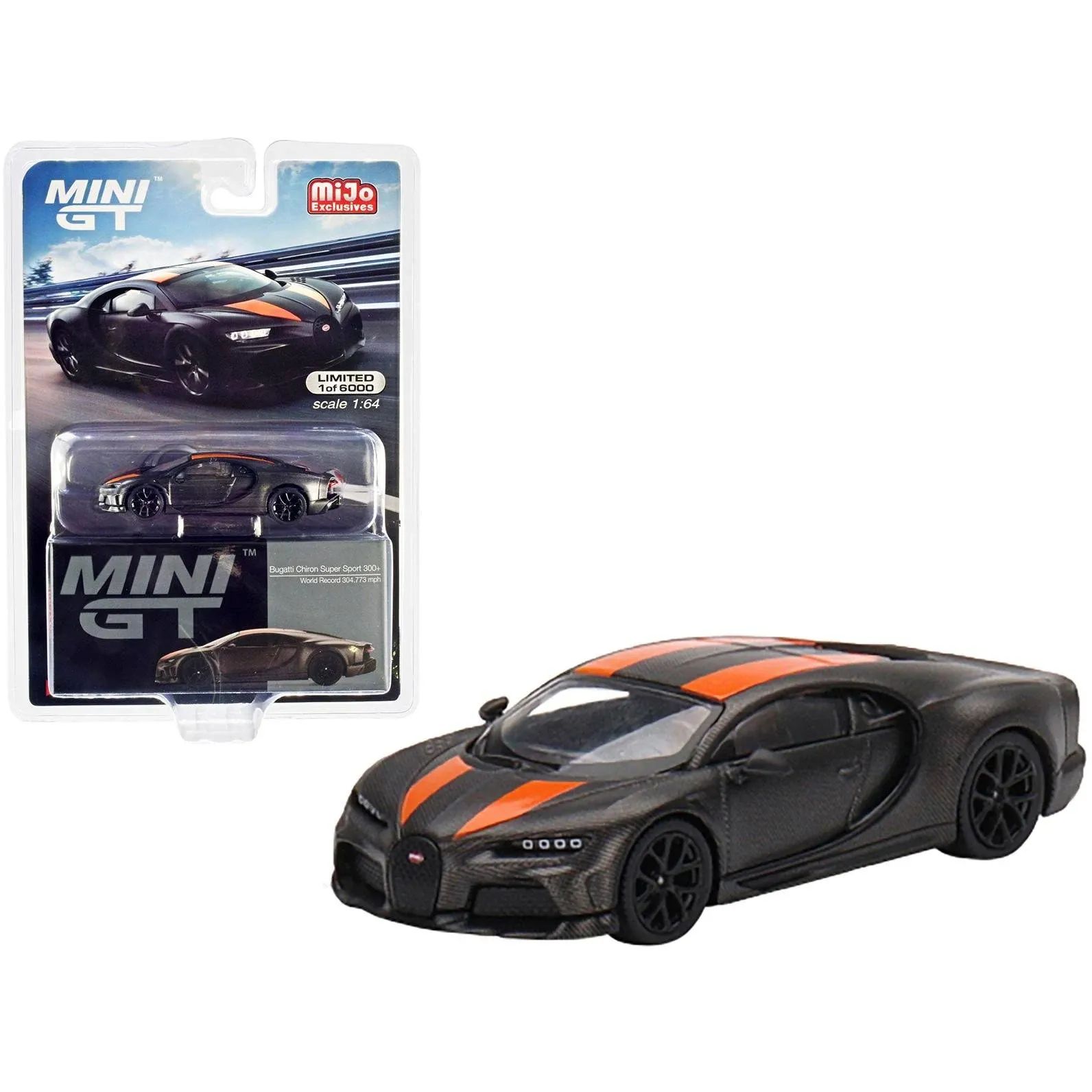 MINI GT BUGATTI CHIRON SUPER SPORT 300+ 1/64 DIECAST CAR MATTE BLACK MGT00409