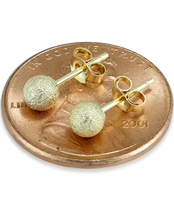 14K Yellow Gold Laser Cut Ball Stud Earrings