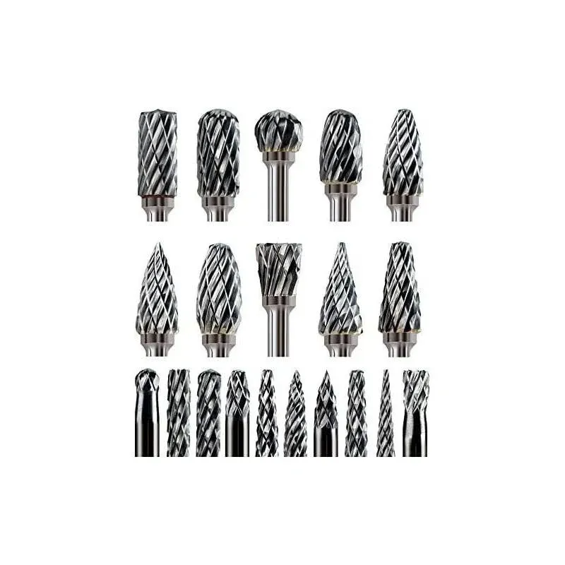 Carbide Burr Set Compatible with Dremel 1/8&quot; Shank 20PCS Die Grinder Rotary Tool Rasp Bits Wood Carving Accessories Attachments Cutting Burrs Metal