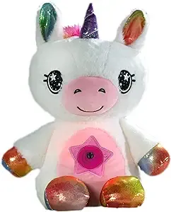 Ontel Star Belly Dream Lites, Stuffed Animal Night Light, White Unicorn - Projects Glowing Stars & Shapes in 6 Gentle Colors, As Seen on TV