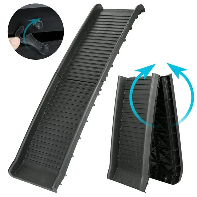 Homgarden 62-Inch Folding Dog Ramp 150lbs Non-Slip Pet Car Ramp for Truck SUV Doorstep Porch Black