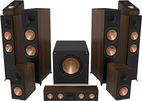 Klipsch 7.1.4 Walnut System - Model RP-8060FA II, RP-6000F II, RP-404C II, RP-600M II, RP-500SA II, RP-1400SW