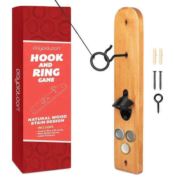 Play Platoon Hook and Ring Toss Game - Ring Toss Bar Game for Adults, Wood Toss Ring Game for Adults - Perfect for Home, Basements, Bars, Gifts for Men