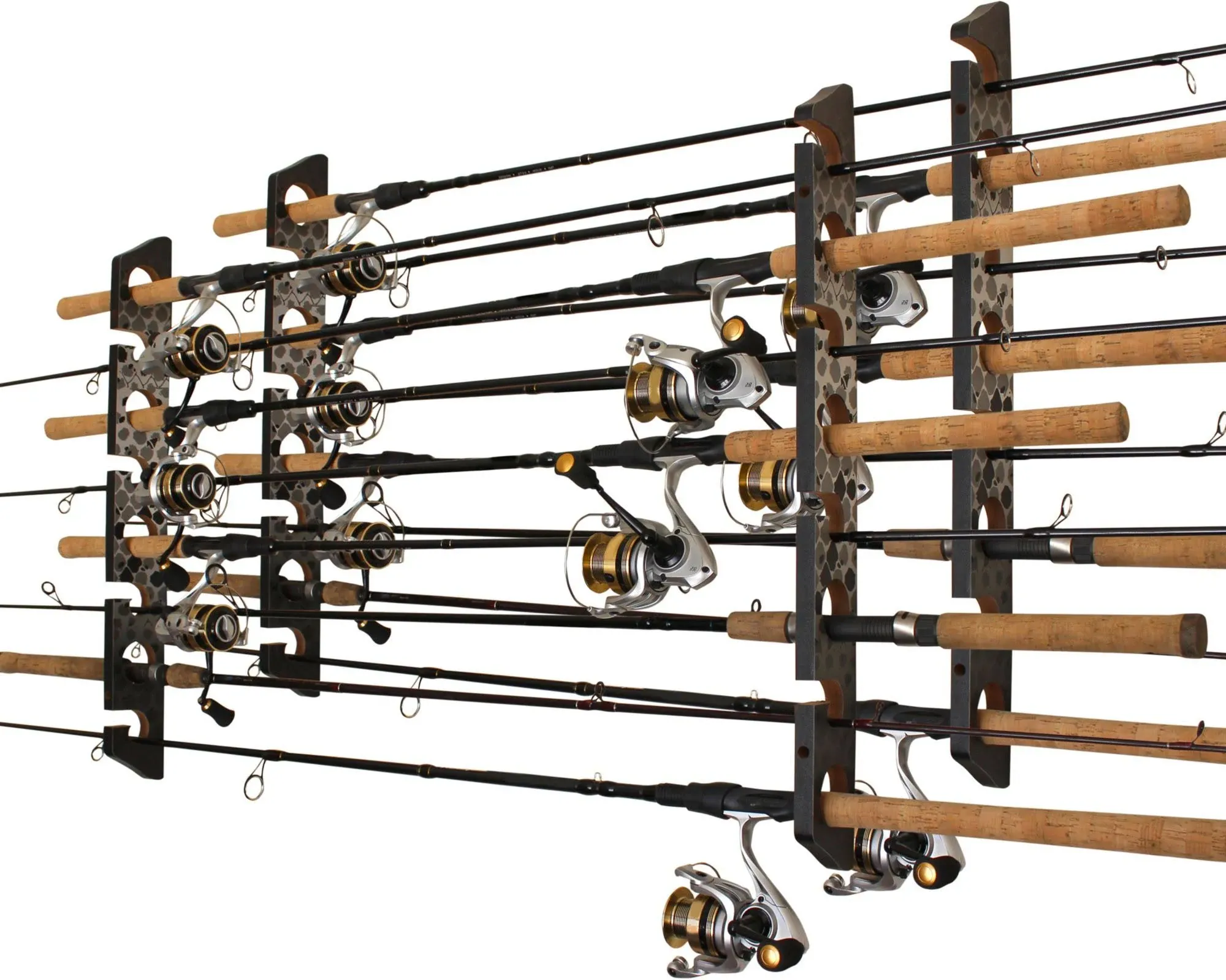 Rush Creek Creations Ceiling Fishing Rod Holder for 8 Rods, Fishing Pole Holder for Garage Organization and Wall Storage, for Fishing Reels, Fishing Gear, and Fishing Accessories Horizontal Rack