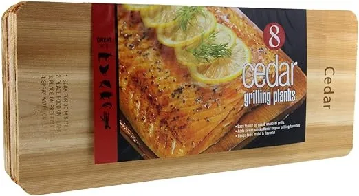 Cedar Grilling Planks, Simply Soak, Smoke, & Serve- Designed for Moist & Flavorful Fish, Meat, and Veggies – Add Sweet-Smoky Flavor to your Grilling Favorites, 7x16” Set of 8