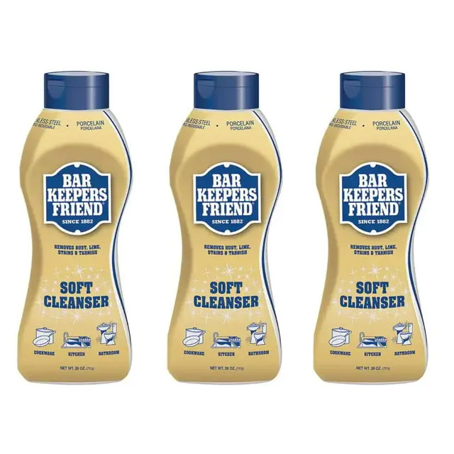 Bar Keepers Friend Soft Cleanser Liquid 13 oz Multipurpose Cleaner & Rust Stain Remover for Stainless Steel Sinks and Countertops, Porcelain and Ceramic Tile, Copper, Brass, and More (1)