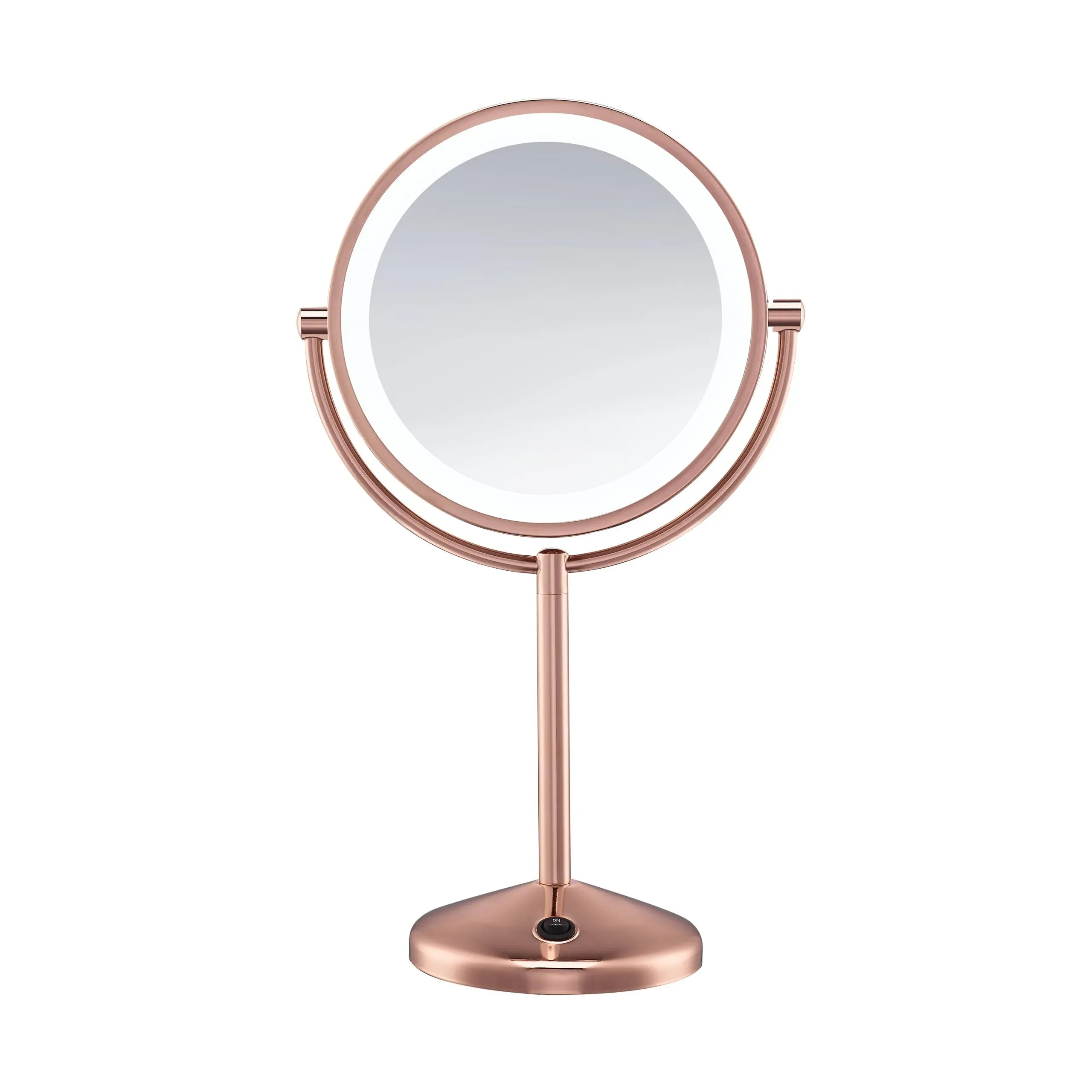 Conair Lighted Makeup Mirror with Magnification, LED Vanity Mirror, 1X/10X Magnifying Mirror, Double Sided Mirror, Battery Operated in Polished Chrome