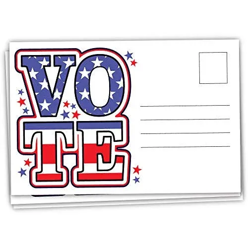 M&H Invites 100 Vote Postcards - Patriotic Blank Postcards for Voting Campaign