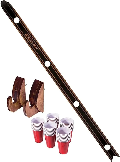 GoPong Slamski - Retro and Vintage Wood Design 4 Person Drinking Ski with 50 Plastic Shot Glasses