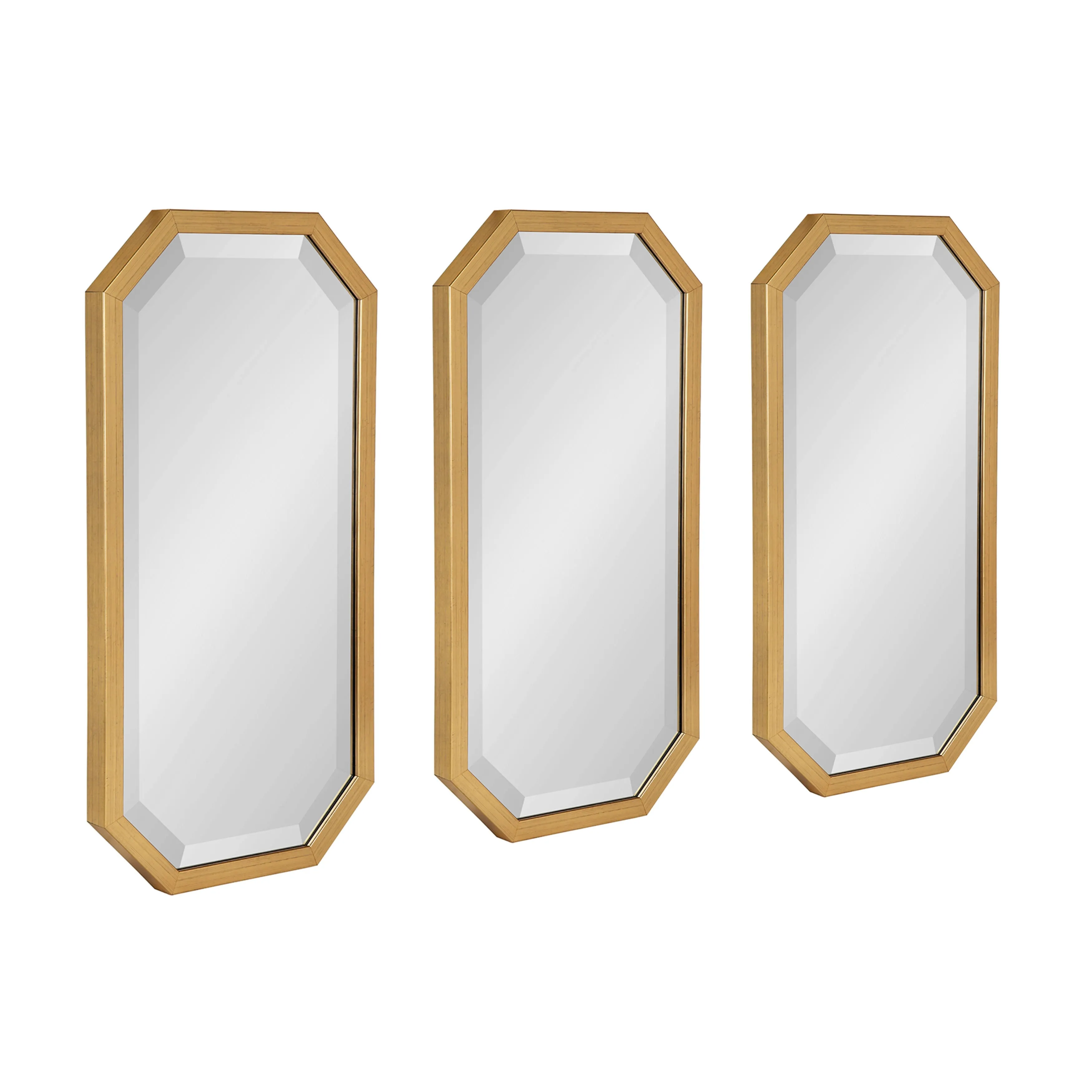 Laverty Octagon Accent Mirror Set, Gold 3 Piece, 3 Piece - Transitional - Bathroom Mirrors - by Uniek Inc. | Houzz