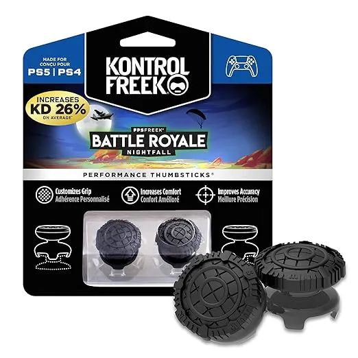 KontrolFreek FPS Freek Battle Royale Nightfall Performance Thumbsticks for Xbox One and Xbox Series X | Performance Thumbsticks | 2 High-Rise Convex | Black