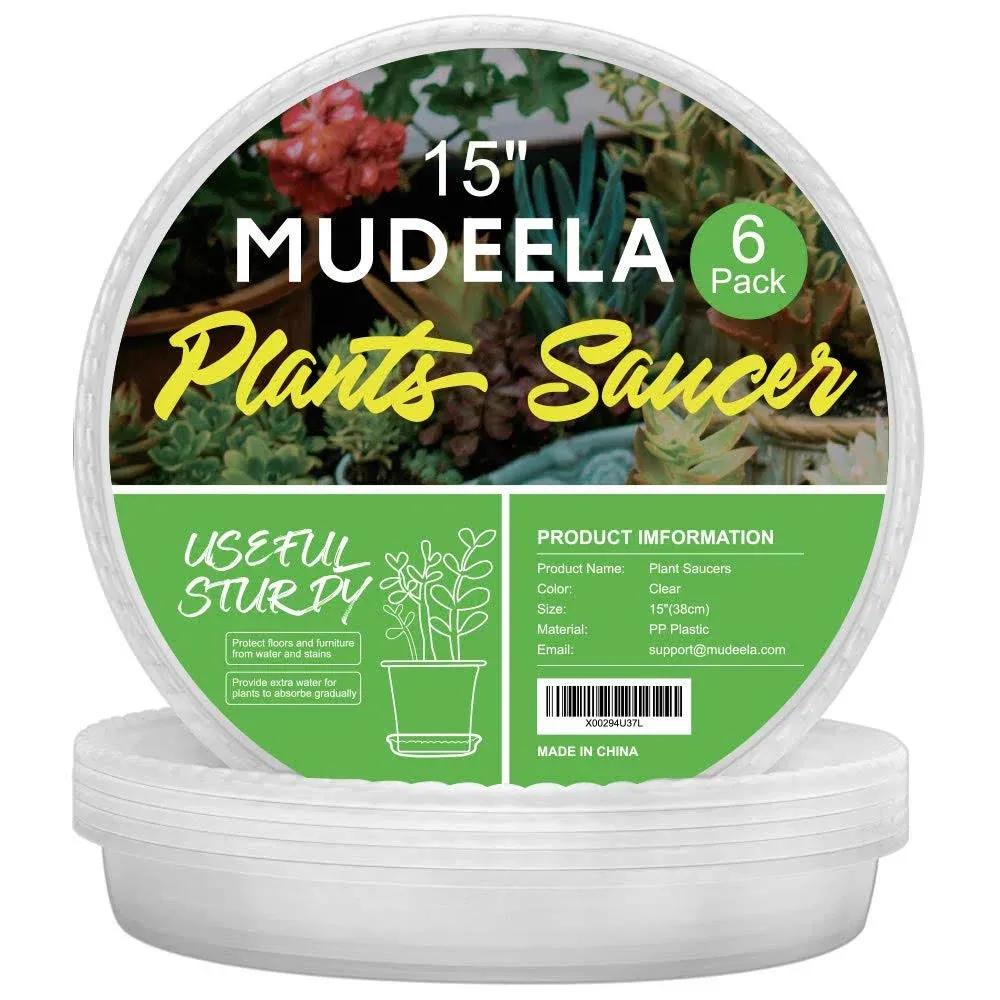 MUDEELA 6 Pack of 15 inch Plant Saucer, Durable Plastic Plant Trays for Indoors ...