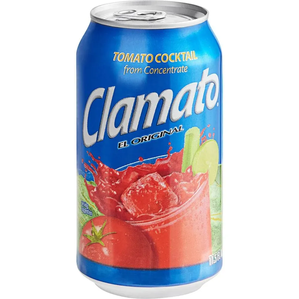 Clamato Original Tomato Cocktail, 11.5 fl oz can (Pack of 24), Flavored With Tomato Juice & Spices, Perfect Mixer for the Authentic Michelada, Bloody Mary Drinks, and Seafood Cocktail