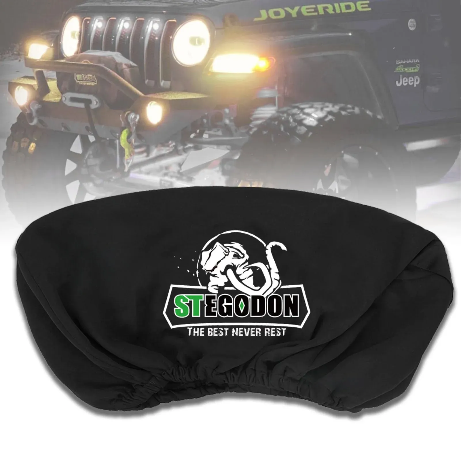 STEGODON Winch Cover,Heavy Duty Waterproof Dust-Proof Winch Protection Cover,UV-Resistant Neoprene Luminous Material Winch Cover,Fits for Electric Winches 8000-13000 lbs