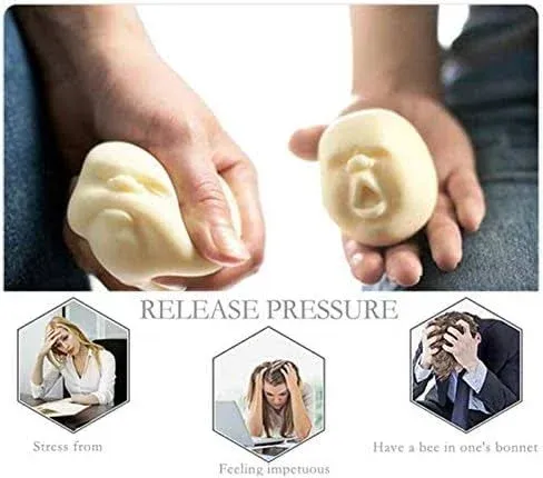 AWANGLUO Funny Human Face Emotion Balls,Fidget Toys Stress Relief Squeeze Ball Stress Toys for Kids and Adults,Sensory Toys for Autism (White, ...