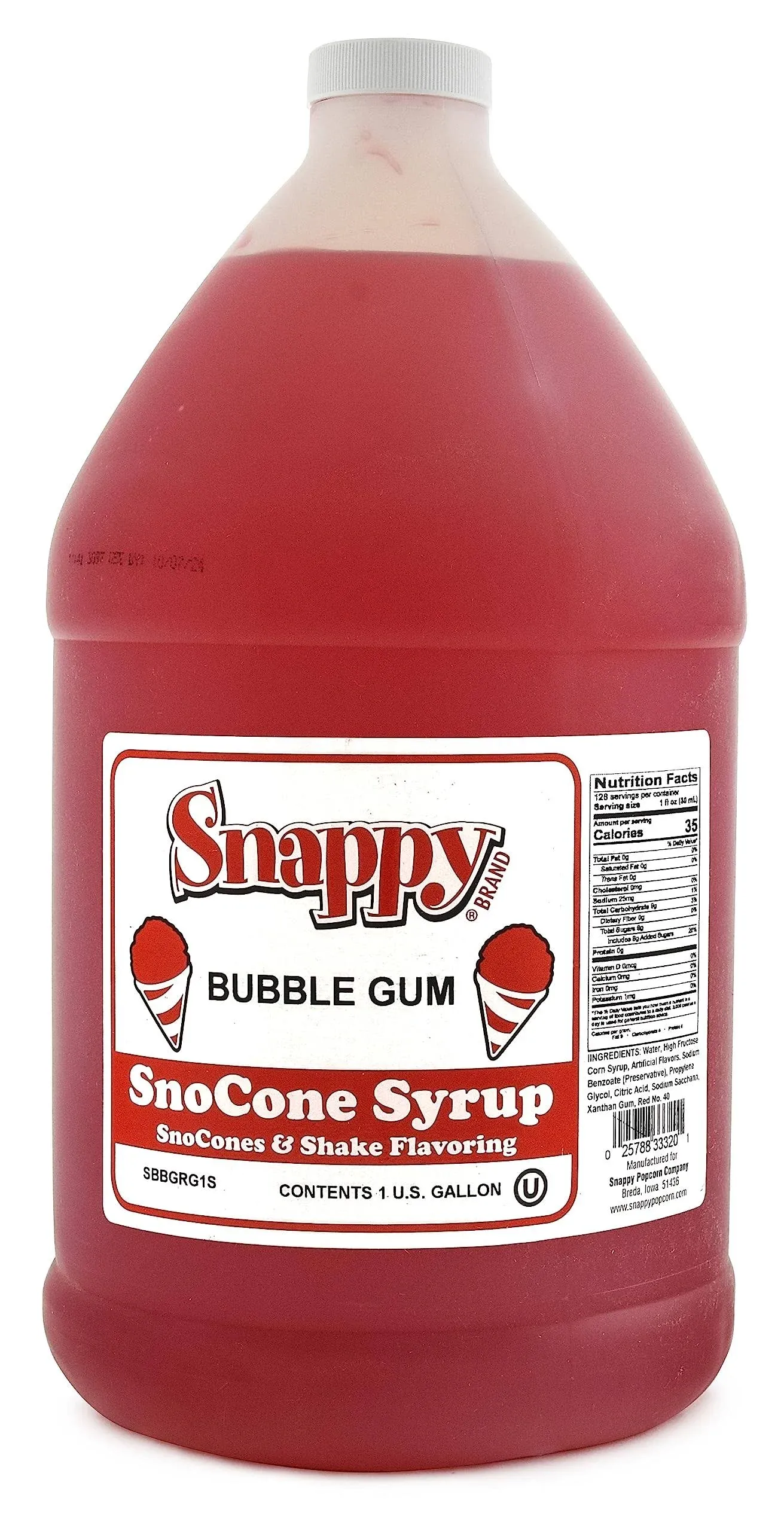 Snappy Popcorn Snow Cone Syrup; Bubble Gum