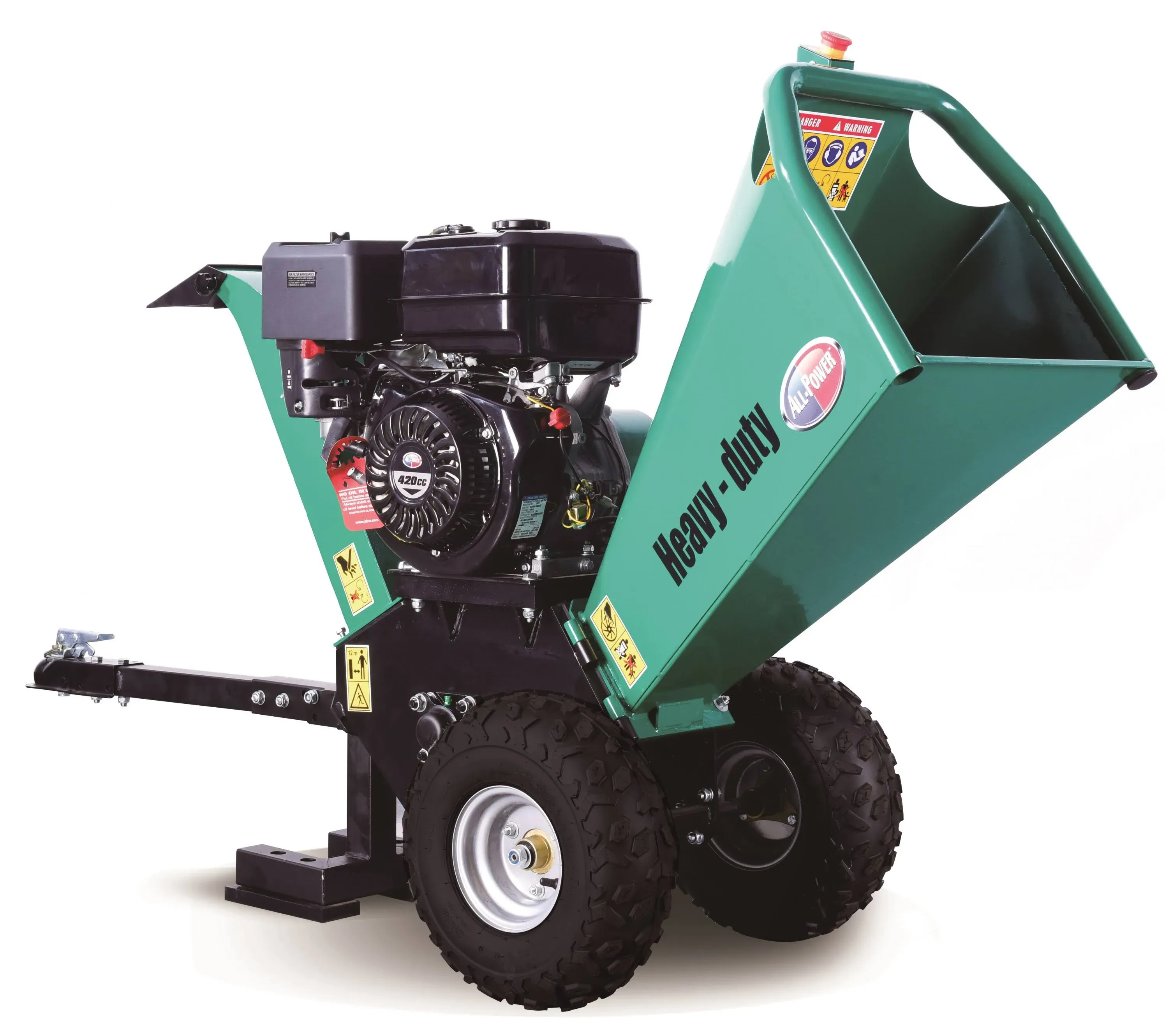 All Power, APWC9310 All-Power Woodchipper JD Engine 15HP 420cc Shredder 5" Opening with Off-Road Tow Hitch Model APWC9310