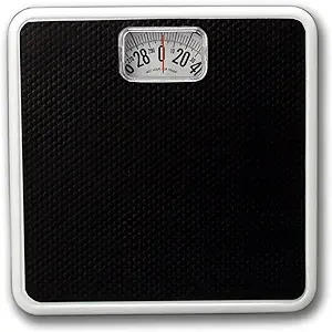 Taylor Analog Scales for Body Weight, Rotating Dial, 300 LB Capacity, Black Textured Mat with Durable Metal Platform, Easy to Clean, 10.0 x 10.0 Inches, Black