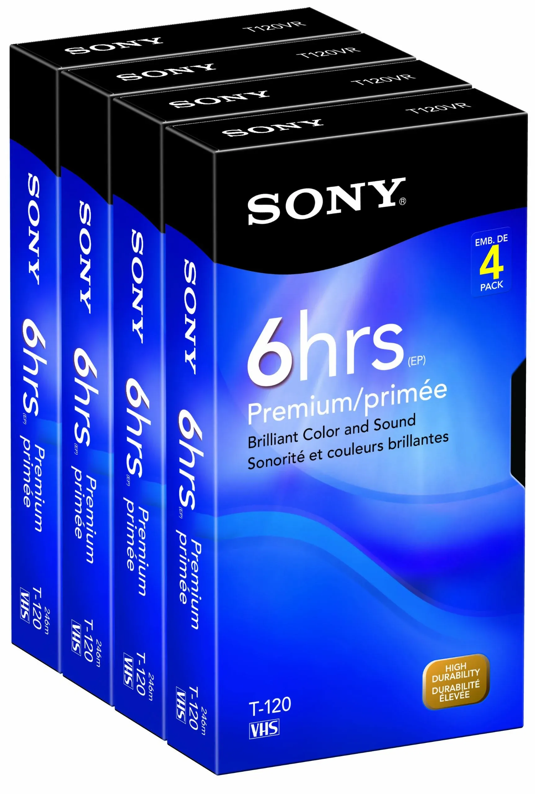 Sony 4T120VR 120 Minute Premium VHS Cassette Tapes (4-Pack)