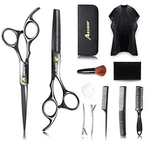 Hair Cutting Scissors Set with Cutting, Thinning Scissors, Comb, Cape, Clips