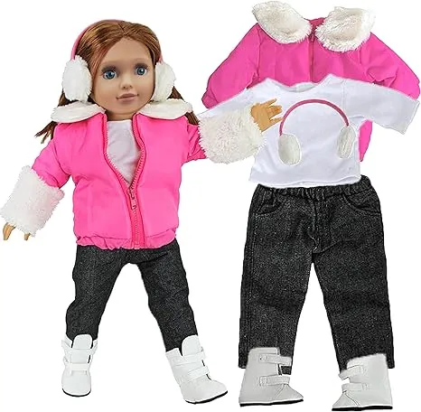 Dress Along Dolly Winter Snow Doll Outfit for American Girl & 18" Dolls - 5 Piece ...