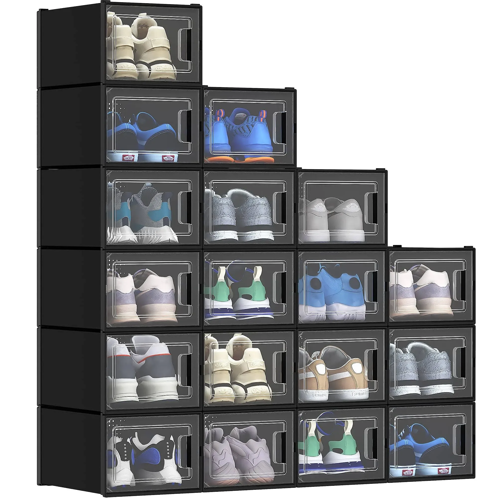 Shoe Storage Box, 18 Pcs Medium Size Shoe Storage Organizers Stackable Shoe Stor