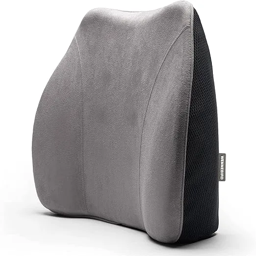 WENNEBIRD Model B Lumbar Support Pillow - Ergonomic Back Support, Fill The Gap Lower Back for Office Chair, Car, Sofa, Plane, Couch, Recliner - Gray