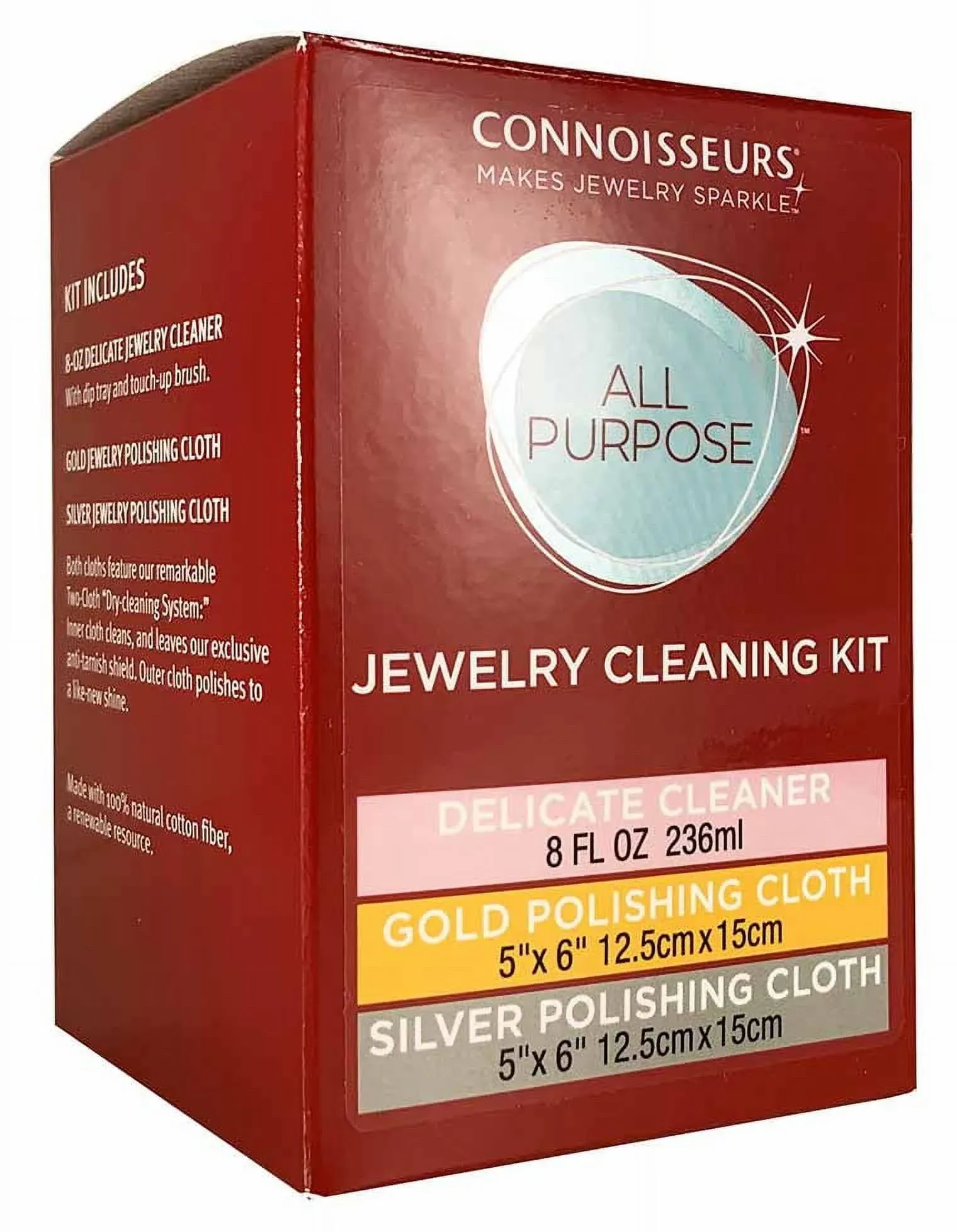 Jewelry CLEANING KiT DIP Basket 2 POLISH Cloths Gold Silver cleaner CONNOISSEURS