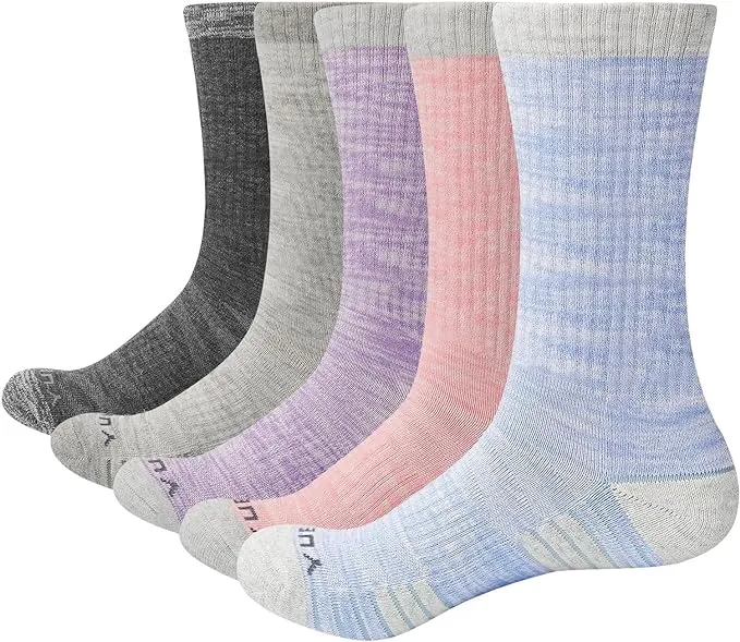 YUEDGE Women's Moisture Wicking Cotton Cushion Crew Socks 5Pairs/Pack Sports ...