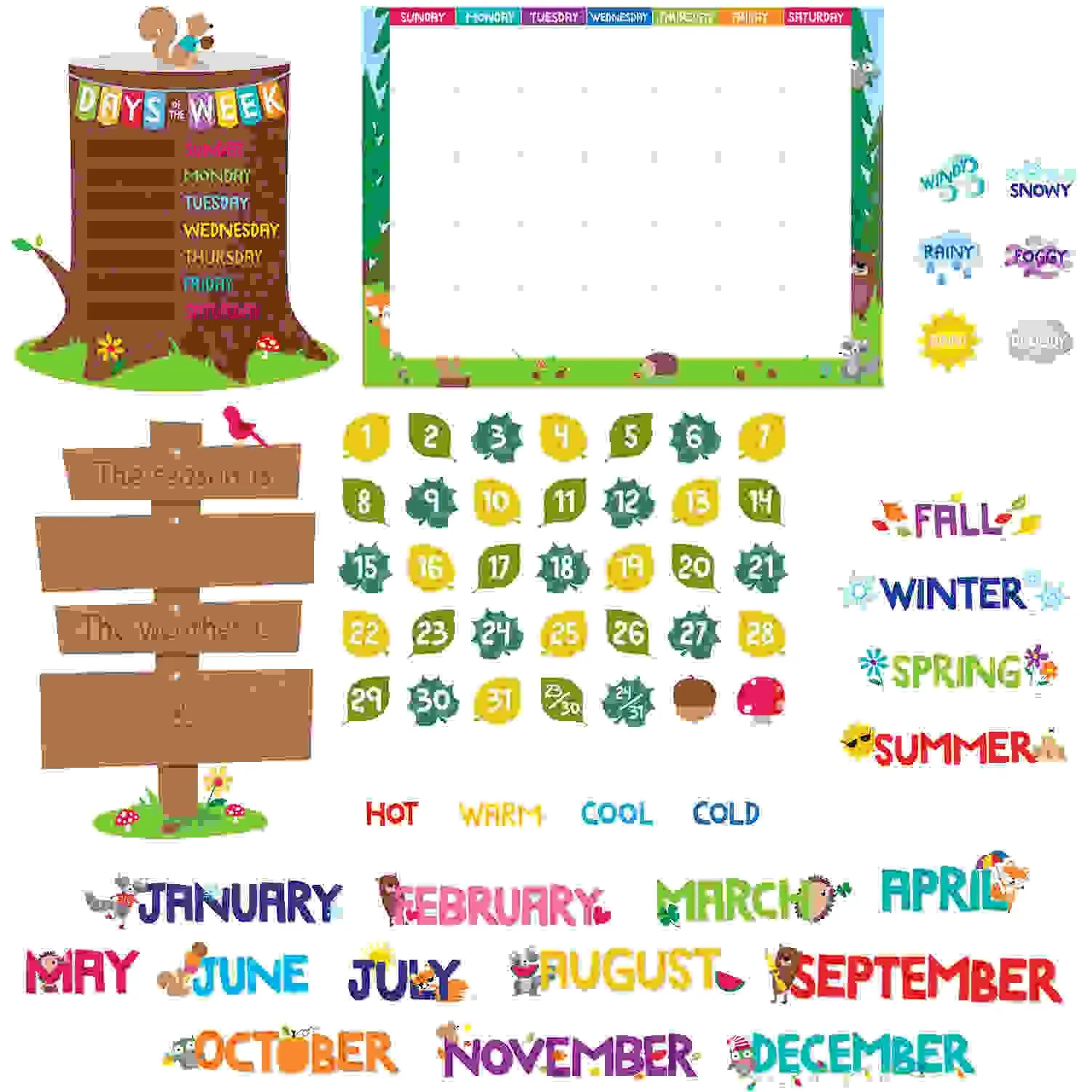 Woodland Friends Calendar Bulletin Board Set