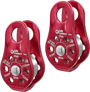 GM CLIMBING Fixed Micro Pulley 27kN CE UIAA Certified Slack Tender for Hitch Tending