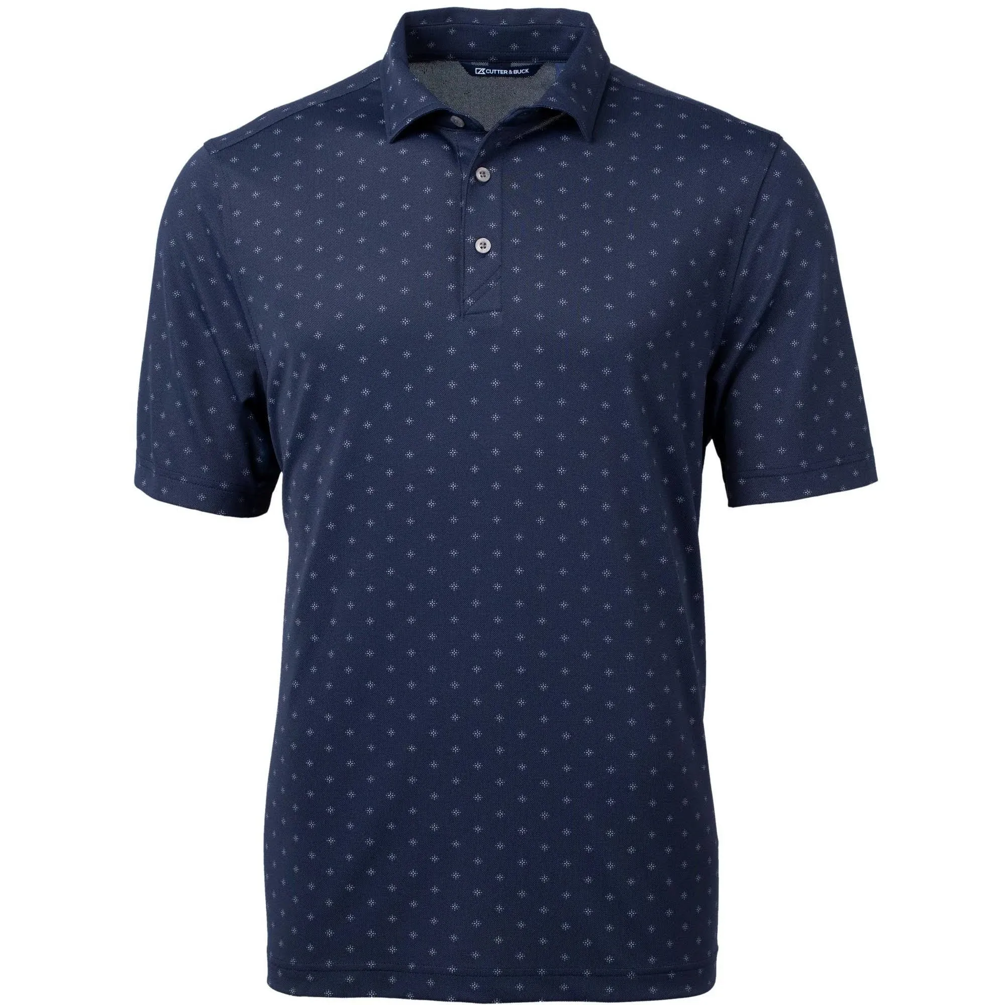 Cutter & Buck Virtue Eco Pique Tile Print Recycled Mens Polo - Navy Blue - L