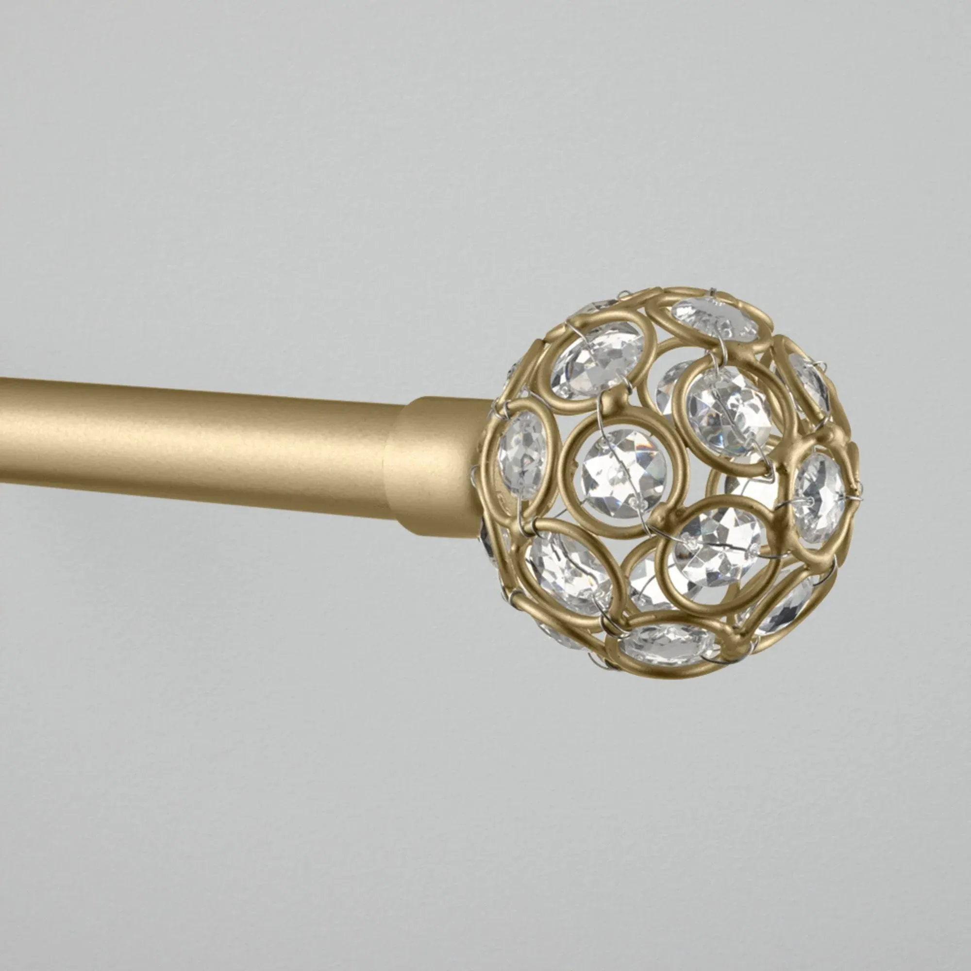 Exclusive Home Rings 1" Curtain Rod and Coordinating Finial Set, Gold, Adjustable 36"-72"