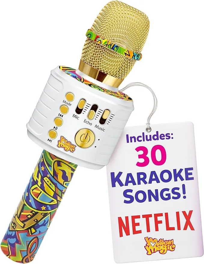 Motown Magic, Bluetooth Karaoke Microphone | Includes 30 Famous Songs |Kids Karaoke Microphone | Birthday Gift for Boys and Girls Ages 3 4 5 6 7 8+