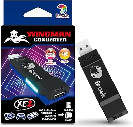 Brook Wingman XE 2 Converter - Two in One Wireless Controller Adapter for PS, Switch Consoles, and PC, Supports Remap and Adjustable Turbo