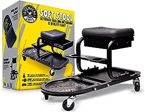 Chemical Guys ACC618 Soft Stool Ultimate Rolling Detailing & Utility Cart, (For Cars, Trucks, SUVs, RVs, Home, Garden, Garage & More) 15' 1/2" x 8' 3/4" x 18' 1/2" - Black