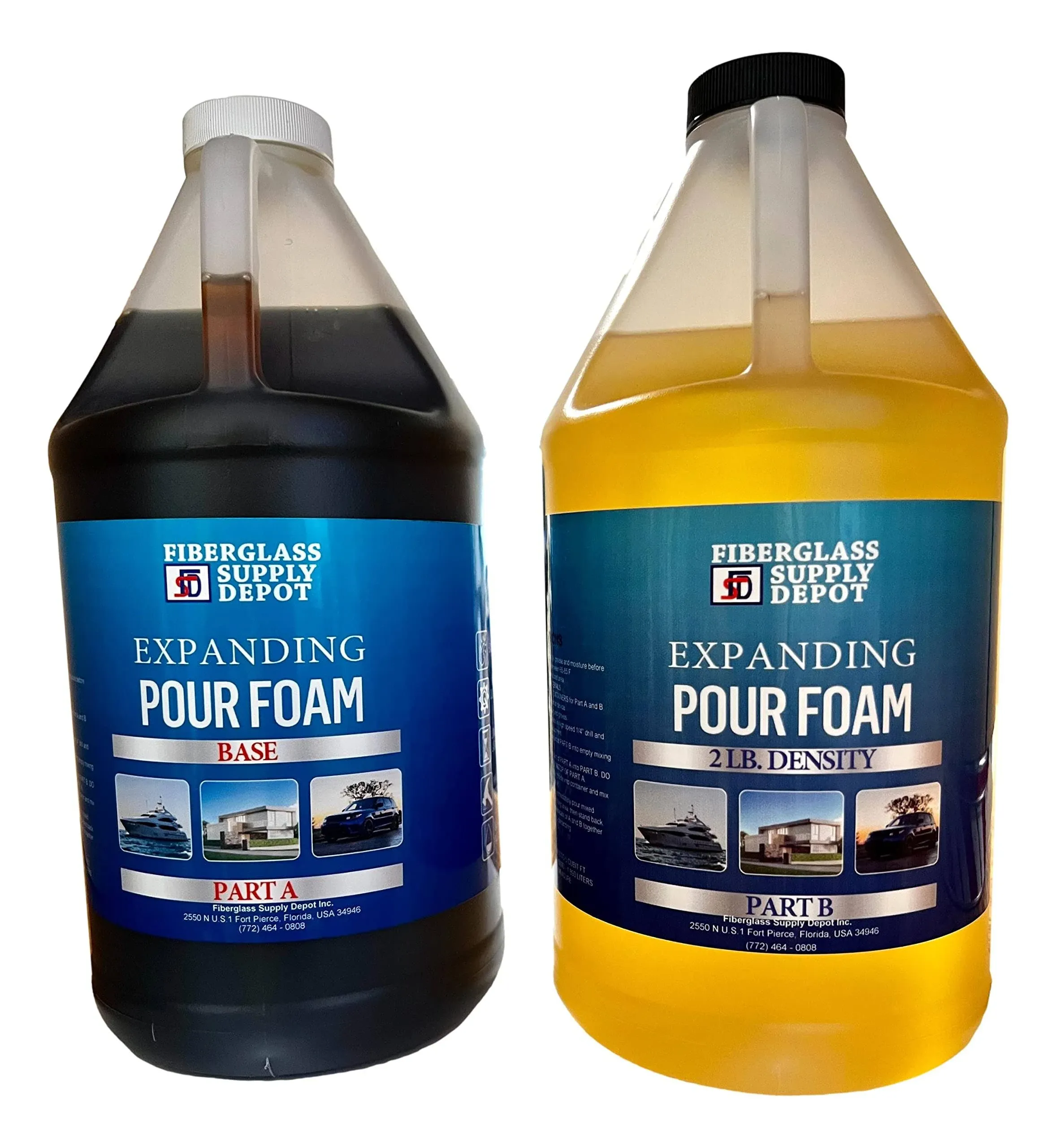 Fiberglass Supply Depot 4 lb. Density Expanding Pour Foam, 2 Part Polyurethane Closed Cell Liquid Foam for Boat and Dock Flotation, Soundproofing,