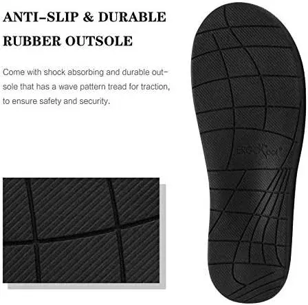 ERGOfoot Orthotic Slippers with Arch Support for Plantar Fasciitis Pain Relief, Comfortable Orthopedic Clog House Shoes with Indoor Outdoor Anti-Skid Rubber Sole