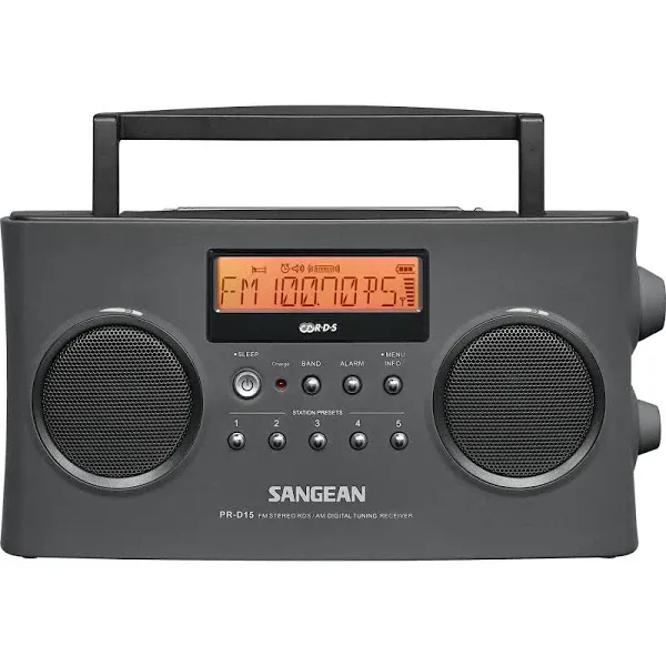 Sangean PR-D15 Digital Portable Stereo RDS Receiver Gray