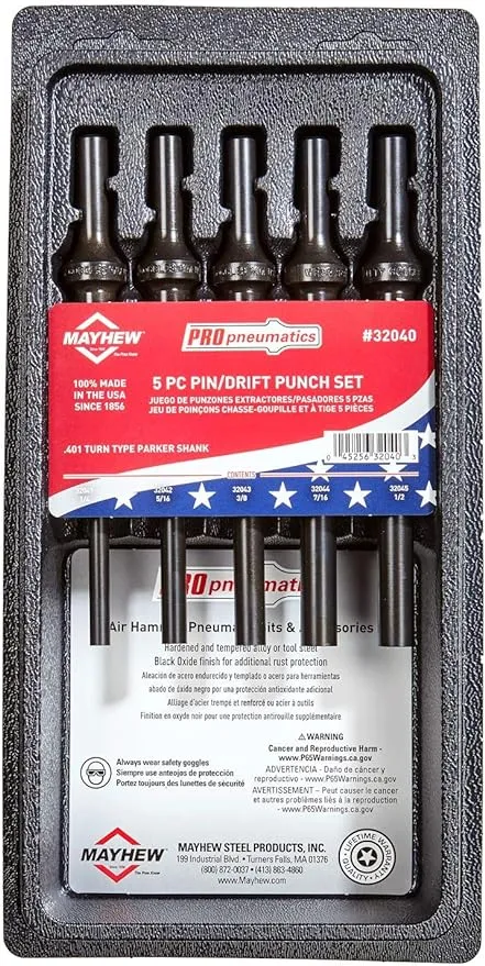 Mayhew® 32040 Pneumatic Pin/Drift Punch Set, 5 pcs.